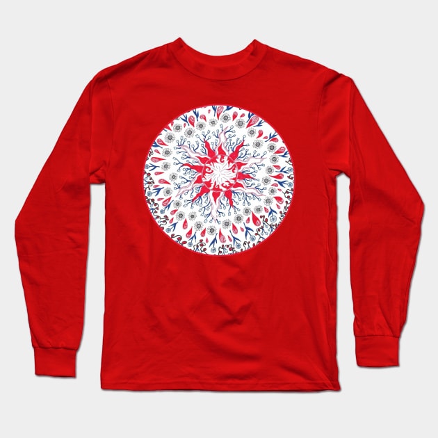 Flaming Sun Abstract Long Sleeve T-Shirt by okhismakingart_